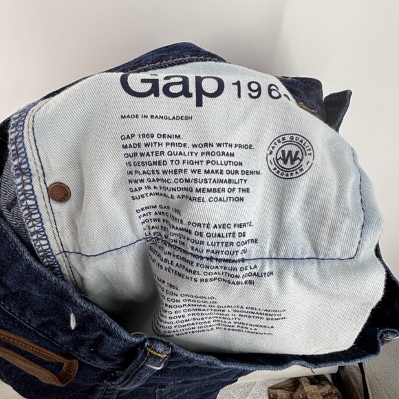 Gap 1969 Mens 32 Waist by 32 Length Jeans Straight Leg Mid Rise Dark Blue 5 PKT - Picture 9 of 10